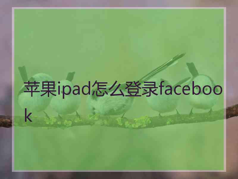 苹果ipad怎么登录facebook